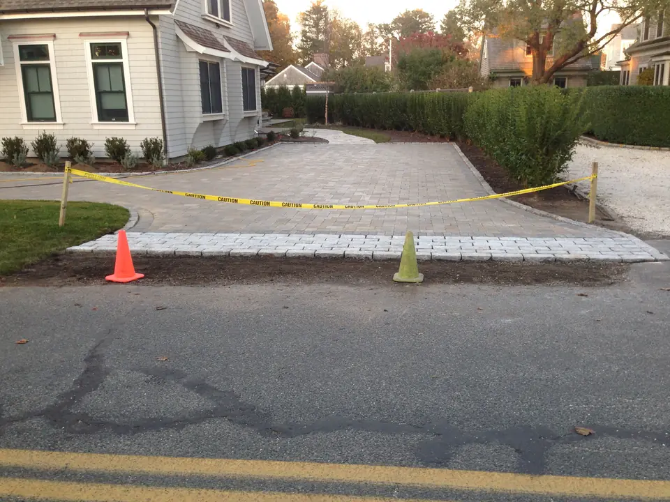 Paver apron where the driveway meets the street
