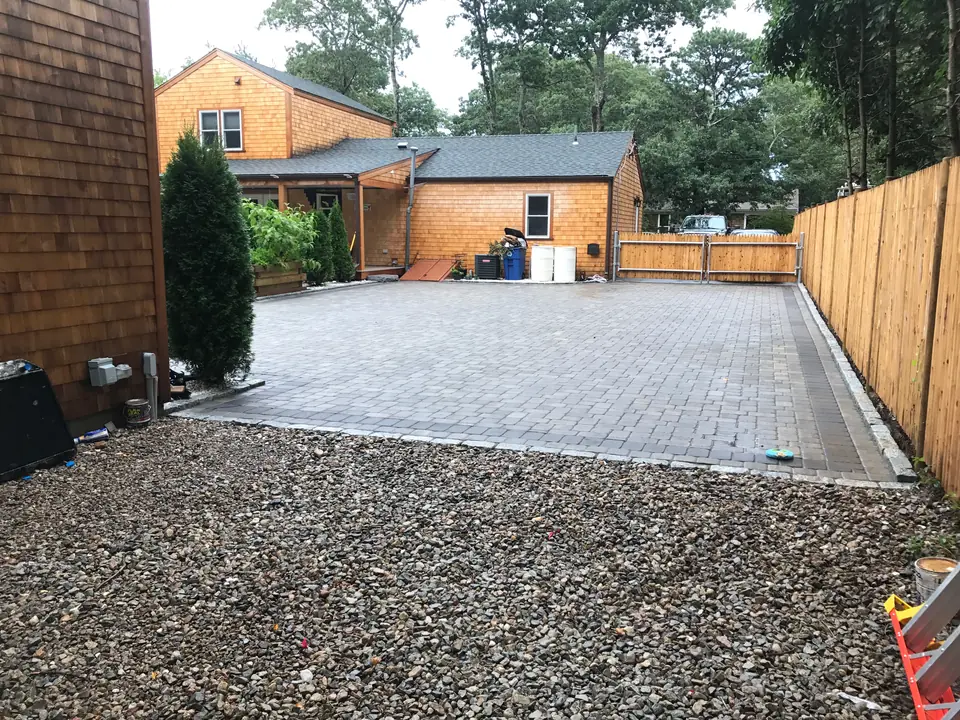 Paver parking court by the garage
