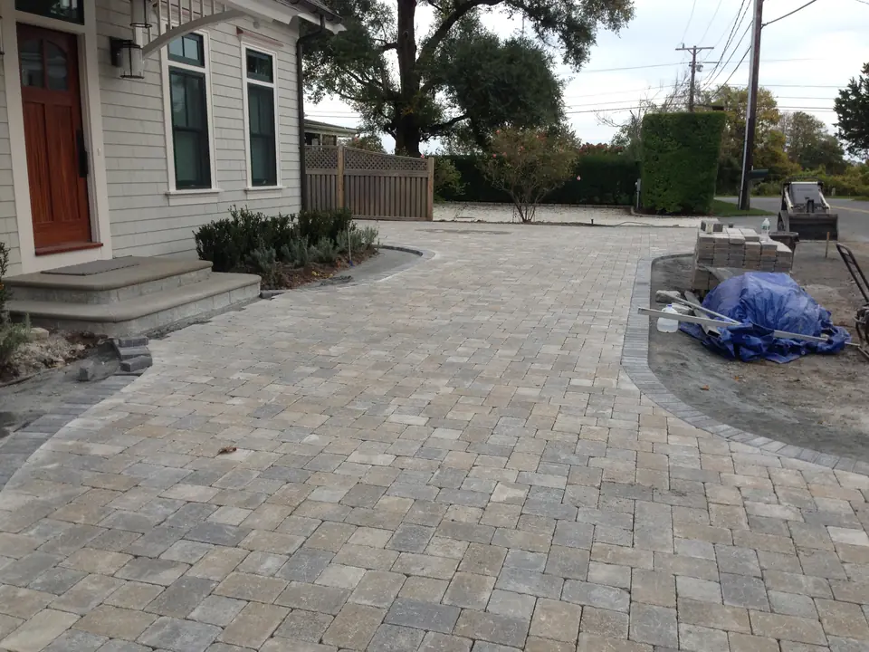 Paver driveway to the front steps