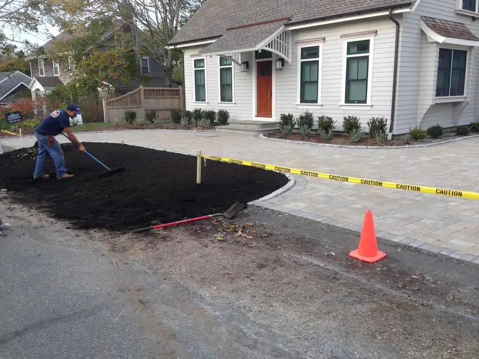 Paver driveway and a new planting bed
