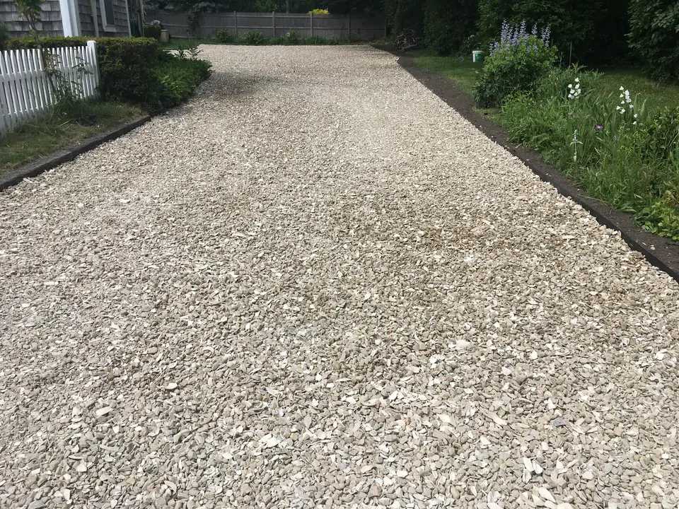 Crushed stone and shell driveway